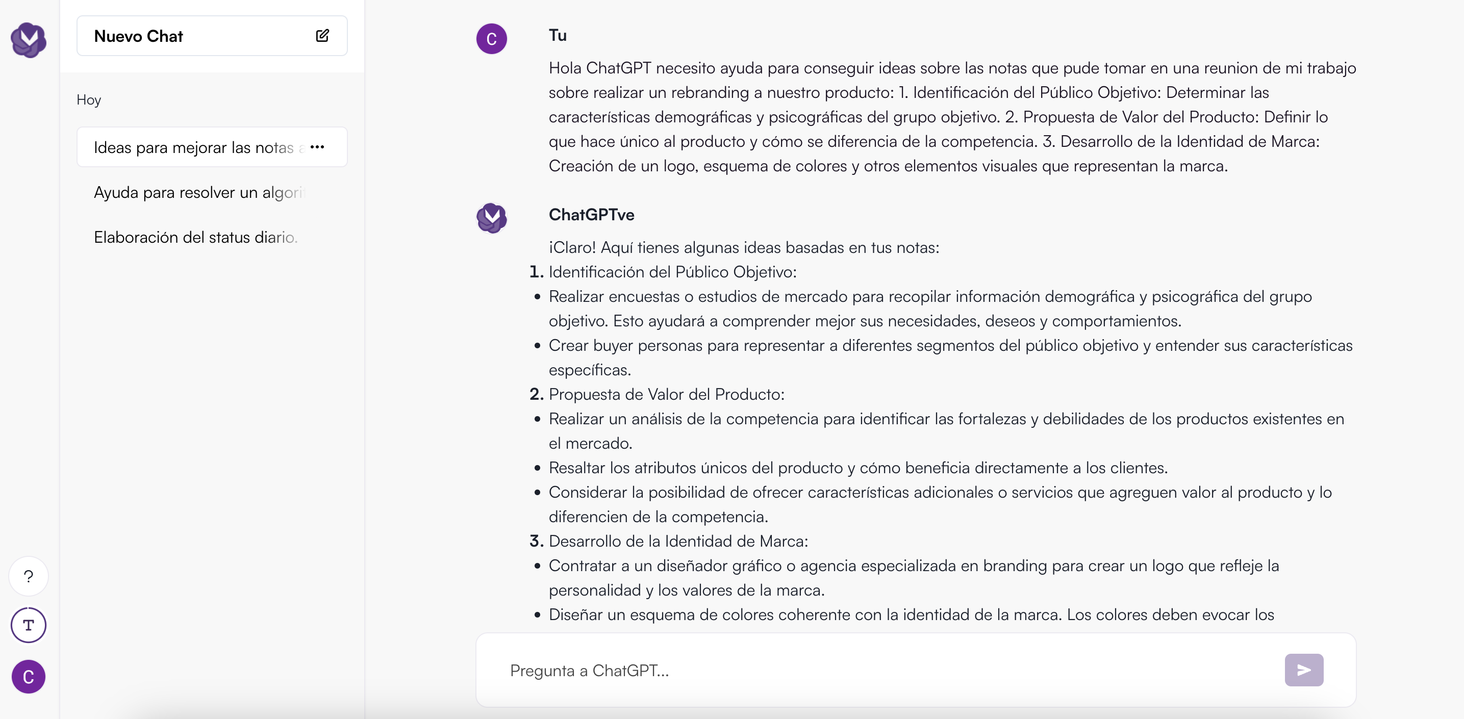 Ejemplo de ayuda para tomar notas en una reunion